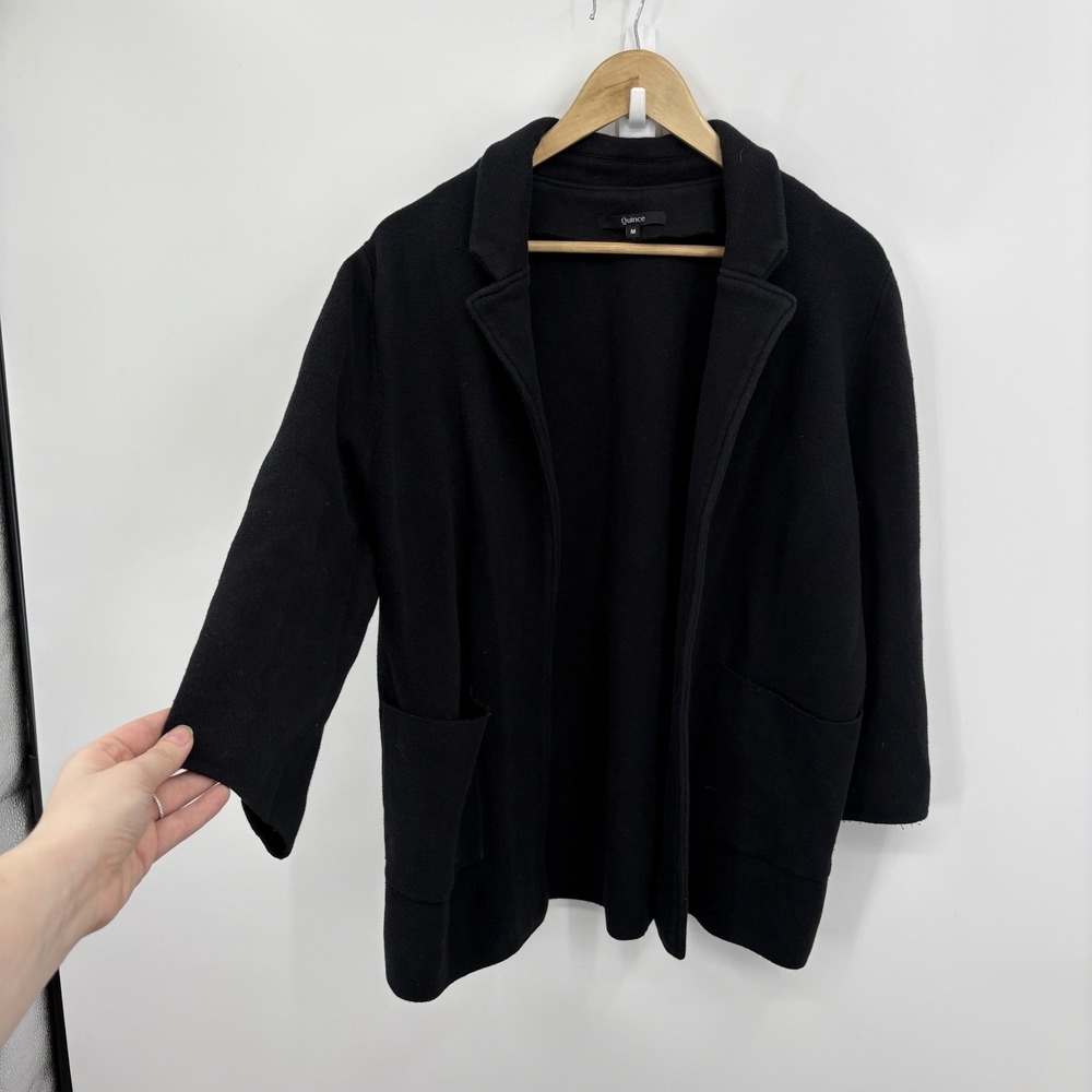 Quince Knit Blazer Womens Medium Organic Cotton Career Office Stretch Soft Comfy
